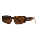 Retro rock style sunglasses in dark tortoiseshell frame with brown lenses and gold detail - Tortoise