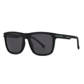 Classic 2024 matte black TR frame sunglasses with grey lenses in 45-degree angle view - Black Frame White Temples