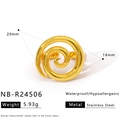 Detalle de anillo espiral dorado de acero inoxidable con medidas y peso de 5,93g - Estilo de Diseño en Espiral de Múltiples Capas Dorado (NB-R24506)