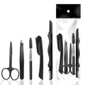 5-piece black stainless steel eyebrow grooming kit with scissors and tweezers in a bag - 5pcs Set (65271)