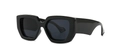 Modern oversized black thick frame sunglasses with wide temples for women - Black