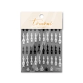 3D relief nail stickers featuring black and white flame and bone designs, model TO-2501 - Cool Black White Phalanges (TO-2501)