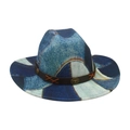 Cappello da cowboy vintage in patchwork di denim con fascia in pelle e borchie in metallo - Taglia unica / Blu Reale (Stile Toro Denim)