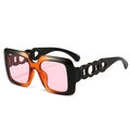 Gafas de sol cuadradas de gran tamaño con montura degradada negro naranja y patillas - Montura Negro Naranja Lente Rosa