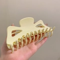 Large 14cm minimalist cream hair claw clip for women featuring a smooth matte finish - White Large