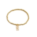 Bracciale a sfere dorate con pendente a luna rettangolare e dettagli in zirconi lucidi - Ciondolo a Luna Rettangolare Oro