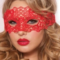 Elegant red lace masquerade mask with intricate floral cut-outs for Halloween parties - Red Lace Eye Mask
