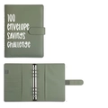 Morandi green 100 envelope savings challenge binder with 6-ring PU leather cover - A5 Tea Green Shell Only