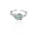 Adjustable silver branch ring featuring an oval translucent green agate gemstone - Branch Wrapped Green Gemstone Opening Style(JZ0080)
