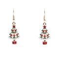 Orecchini ad albero di Natale in oro con smalto verde e rosso, set di gioielli festivi - Albero di Natale (Orecchino)
