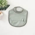 Sage green waterproof baby bib with cute rabbit ear details and large food catcher pocket - Wings - Green Ears / One Size