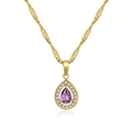 Collier chaîne torsadée dorée avec pendentif goutte en zircon violet et halo scintillant - Or Zircon Violet