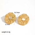 Gold stainless steel hoop earrings with square zircon stone and 31.7mm diameter detail - Geometric Square Gemstone Earrings (TE60249)