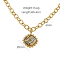 Collier à grosse chaîne dorée avec pendentif carré incrusté de nacre d'abalone colorée - Coquille d'Abalone Carrée