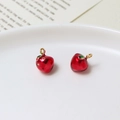 Miniature red apple fruit charms with golden rings for DIY jewelry and earrings - 18#Apple No.3 (9*12mm)