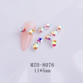 Iridescent crystal heart bow nail art charms 11x5mm with metallic base for manicure - Aurora Silver Base Bow (8076)