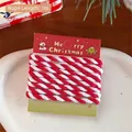 1m red and white braided cotton string with Christmas snowman tag on white tray - 7# Thick Red and White Twine