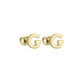 Polished golden letter G stud earrings with secure ball screw back for cartilage - Letter G (T55662) / Gold