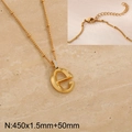 Golden titanium steel necklace with diamond-encrusted letter E pendant and lobster clasp - Gold Letter E (KN286974-Z)