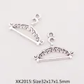 Zwei Vintage-Kleiderbügel Anhänger aus Silberlegierung mit Prägestruktur 32x17x1,5mm - XK2015# (Mini Silber) / 32x17x1.5mm