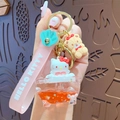 Pink Hello Kitty liquid sand keychain with a bathtub pendant and rubber wrist strap - Sanrio Bathtub Series - Pink Hello Kitty