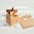 Kraft paper Christmas gift box with gold dots and ribbon, 17x10x10cm size variant - Apple Box Style 1