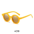 Kids round matte sunglasses in bright yellow finish with tinted lenses for children - Frosted Yellow Frame Tea Lens
