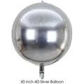 Spherical 50 inch silver 4D aluminum foil balloon with highly reflective mirror surface - 50 inch / Silver