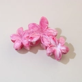 Elegant pink marble floral hair claw clip in resin for Korean style updo hairstyles - #15abs Purple Pink - Three Flowers / Bulk (No Packaging)