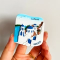 3D resin fridge magnet featuring a hand-painted Santorini Greece city travel design - (59) Santorini Island Greece