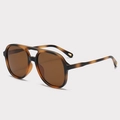 Lunettes de soleil aviateur classiques en écaille avec verres bruns et double pont - Monture Léopard Verres Thé C3