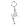 Silver lightning bolt charm with pavé zircon stones and a circular jumping ring - CC031 Lightning / White Gold