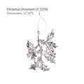 Silver holly leaf and berry Christmas ornament with metallic finish, 11x14x2cm size - Silver Holly Leaf & Berries (LF-7270S)