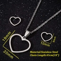 Minimalistisches Set aus silberner Herzkette und Ohrsteckern aus poliertem Edelstahl - 044 Stahl Herz