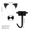 Ensemble oreilles de chat noir en peluche avec nœud papillon et queue avec dimensions - Set de 3 pièces chat noir pailleté (Serre-tête + Noeud papillon + Queue 55cm) / Noir
