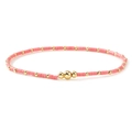 Pink clay beads and gold metal beads handmade elastic bracelet for women - Pink