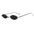 Kleine ovale Hip-Hop-Sonnenbrille im Vintage-Stil mit hellem Goldmetallrahmen und Gläsern - Schwarz mit Punkten / Silberner Rahmen Schwarzgraue Gläser