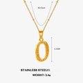 Gold stainless steel necklace with letter O square pendant and twisted chain details - Letter O