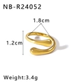 Anello in acciaio inossidabile dorato 18K con estremità a goccia e altezza 1,2cm - Stile Aerodinamico Lacrima Intrecciata (NB-R24052)
