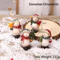 Set of four 6cm resin Christmas snowman figurines with colorful scarves and hats - Snowman Figures Set 4 Pieces