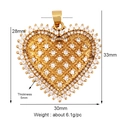 Gold plated double heart pendant with cubic zirconia, dimensions 33mm by 30mm - Pave Clear Zircon Heart / Gold