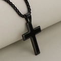 Collar con colgante de cruz minimalista de acero inoxidable negro con cadena box - Negro