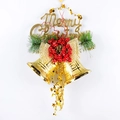 Golden Christmas bells ornament with red berries, pine needles and gold mesh bow - Golden Dragon Bell