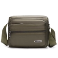 Bolso bandolera para hombre verde en nailon con varios compartimentos y correa ajustable - Verde Militar