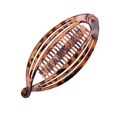 Vertical amber tortoiseshell banana hair clip for high ponytail styling on white background - 14cm Triple Row Leopard
