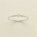 Minimalist S925 silver ring featuring a single round yellow zircon in a bezel setting - US 7 / Silver November Jonquil