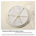 Nail art flatback AB white pearls set in a 6-compartment box, sizes 1.5mm to 5mm - Aurora White Flatback Pearls