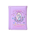 Linda billetera morada de tres pliegues para niñas con ilustración de coneja y motivos de rosas - Morado