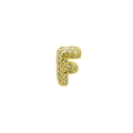 Detailed view of golden bubble letter F pendant paved with sparkling cubic zirconia stones - Letter F (Pendant Only) / Gold