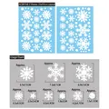 Detailed size specifications for snowflake window stickers on two 25x35cm blue sheets - XC087AB-2 Sheets Set / White